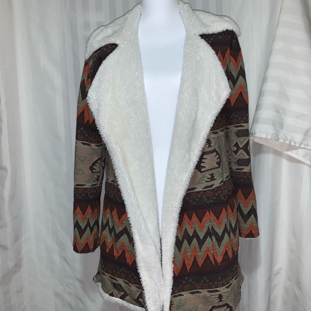 Southwestern print duster coat